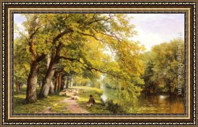 A Surrey Chalkpit Framed Paintings - At Ockman, Surrey in Summer by Frederick William Hulme