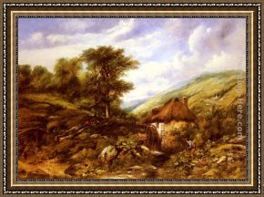 Flatford Mill Framed Paintings - An Overshot Mill In A Wooded Valley by Frederick William Watts