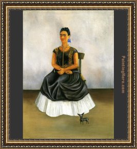 A Dog And Her Puppies Framed Paintings - Itzcuintli Dog wit Me by Frida Kahlo