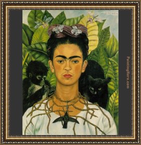 Portrait Framed Paintings - Self Portrait 1-1940 by Frida Kahlo