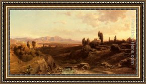 Among The Sierra Nevada Mountains California Framed Paintings - Blick Uber Die Sierra Nevada by Friedrich Bamberger