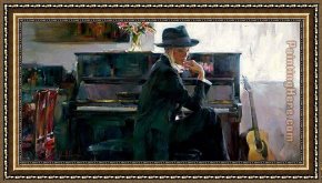 Beach Skyline Framed Paintings - A WALK ON THE BEACH by Garmash