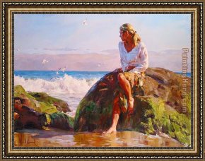The Wave Framed Paintings - GAZING AT THE WAVES by Garmash