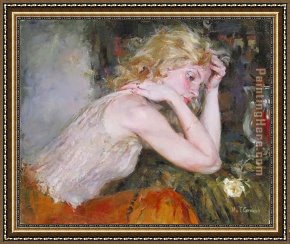 Thoughts of Springtime Framed Paintings - Silent Thoughts by Garmash