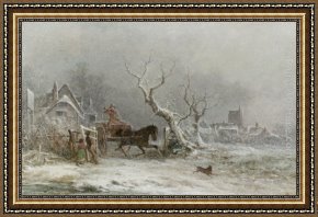 Peace in The Midst of The Storm Framed Paintings - A Snow Storm by George Augustsus Williams