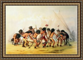 The Buffalo Trail Framed Paintings - Buffalo Dance,circa by George Catlin