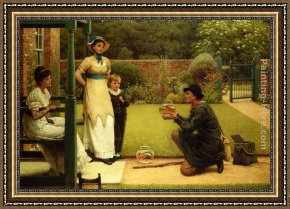 Goldfish Framed Paintings - The Goldfish Seller by George Dunlop, R.A., Leslie