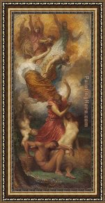 The Creation of Adam Framed Paintings - The Creation of Eve by George Frederick Watts