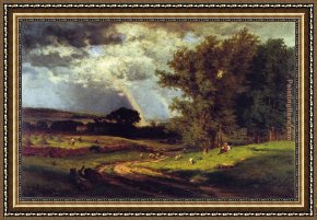 George Inness Framed Paintings - A Passing Shower by George Inness