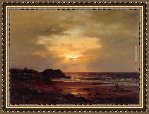 Scene Framed Paintings - Coast Scene by George Inness