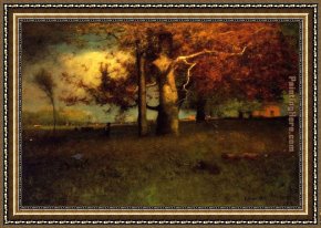 George Inness Framed Paintings - Early Autumn Montclair by George Inness