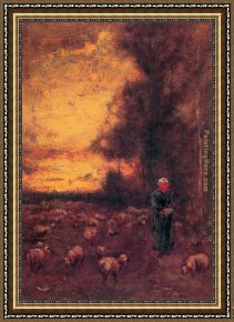 George Inness Framed Paintings - End of Day by George Inness