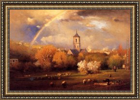 George Inness Framed Paintings - Etretat Normandy by George Inness