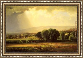 Scene Framed Paintings - Harvest Scene in the Delaware Valley by George Inness