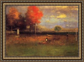 George Inness Framed Paintings - Indian Summer by George Inness