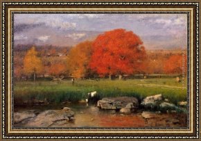 The Clove Catskills Framed Paintings - Morning Catskill Valley by George Inness