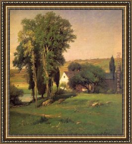 George Inness Framed Paintings - Old Homestead by George Inness