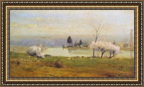 George Inness Framed Paintings - Pond at Milton on the Hudson by George Inness