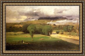 George Inness Framed Paintings - Sacco Ford Conway Meadows by George Inness