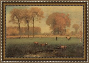 George Inness Framed Paintings - Summer Landscape by George Inness