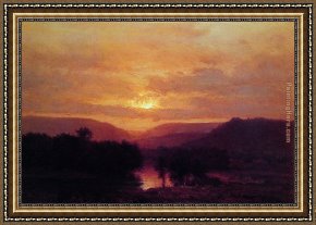 George Inness Framed Paintings - Sunset by George Inness
