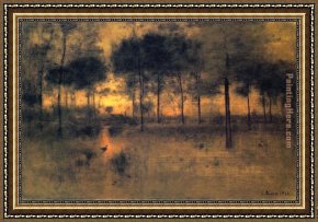 George Inness Framed Paintings - The Home of the Heron by George Inness