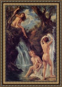 Georges De La Tour Framed Paintings - El ba&ntilde;o de las ninfas by George Owen Wynne Apperley