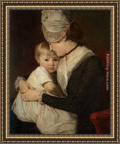 Elijah Restoring The Widow's Son Framed Paintings - Portrait of Mrs Anne Carwardine and her Eldest Son Thomas by George Romney