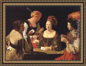 Georges De La Tour Framed Paintings - Cheater with the Ace of Diamonds by Georges de La Tour