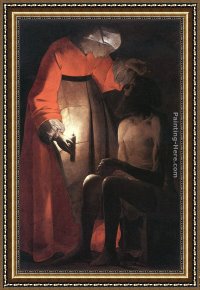 Georges De La Tour Framed Paintings - Job mocked by his wife by Georges de La Tour