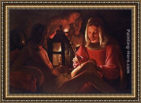 Mlle. Irene Cahen D'anvers Framed Paintings - St Irene Removing Arrows from St Sebastians' Leg by Georges de La Tour
