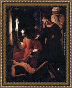 Mlle. Irene Cahen D'anvers Framed Paintings - St Sebastian Attended by St Irene by Georges de La Tour
