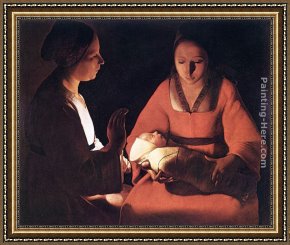 Georges De La Tour Framed Paintings - The Newborn by Georges de La Tour