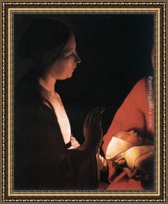 Georges De La Tour Framed Paintings - The Newborn - detail by Georges de La Tour