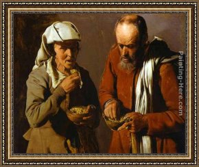 Georges De La Tour Framed Paintings - The Porridge Eaters by Georges de La Tour