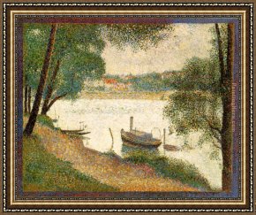 Sunday Afternoon on The Island of La Grande Jatte Framed Paintings - Gray weather Grande Jatte by Georges Seurat