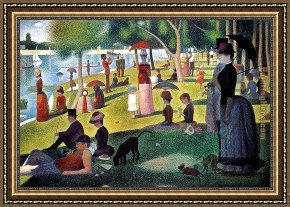 An Afternoon Ride Framed Paintings - Sunday Afternoon on the Island of la Grande Jatte by Georges Seurat