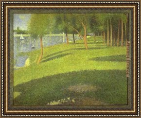 Georges De La Tour Framed Paintings - The Island of La Grande Jatte by Georges Seurat