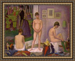 Georges De La Tour Framed Paintings - The Models by Georges Seurat