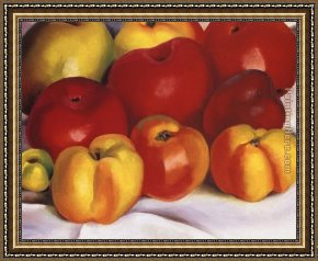 A Peasant Family Gathered Around The Kitchen Table Framed Paintings - Apple Family II C.1920 by Georgia O'Keeffe