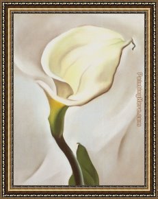 Calla-green Framed Paintings - Calla Lily Turned Away 1923 by Georgia O'Keeffe
