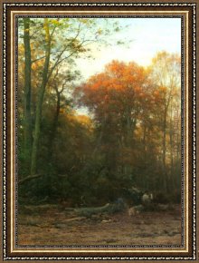 Geraldine Framed Paintings - A Woodcutter at Work by Geraldine Jacoba Van De Sande Bakhuyzen
