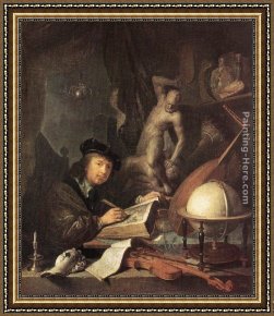 The Painter's Honeymoon Framed Paintings - The Painter in his Studio by Gerrit Dou