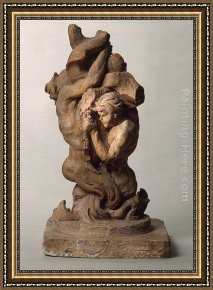 Nymph And Triton Framed Paintings - Tritons with Dolphins by Gian Lorenzo Bernini