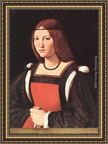 Portrait of a Young Benedictine Framed Paintings - Portrait of a Young Woman by Giovanni Antonio Boltraffio