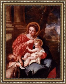 The Vision of Saint John Framed Paintings - Madonna And Child With Saint John The Baptist by Giovanni Antonio Guardi
