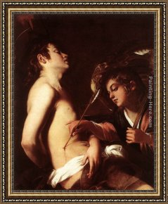 Sebastian Framed Paintings - St Sebastian Healed by an Angel by Giovanni Baglione