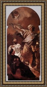 The Vision of St Anthony Framed Paintings - The Guardian Angel with Sts Anthony of Padua and Gaetano Thiene by Giovanni Battista Piazzetta