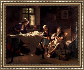 Family at Saltimbanquesc Framed Paintings - A Happy Family by Giovanni Battista Torriglia