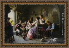 Friends Framed Paintings - A New Friend by Giovanni Battista Torriglia